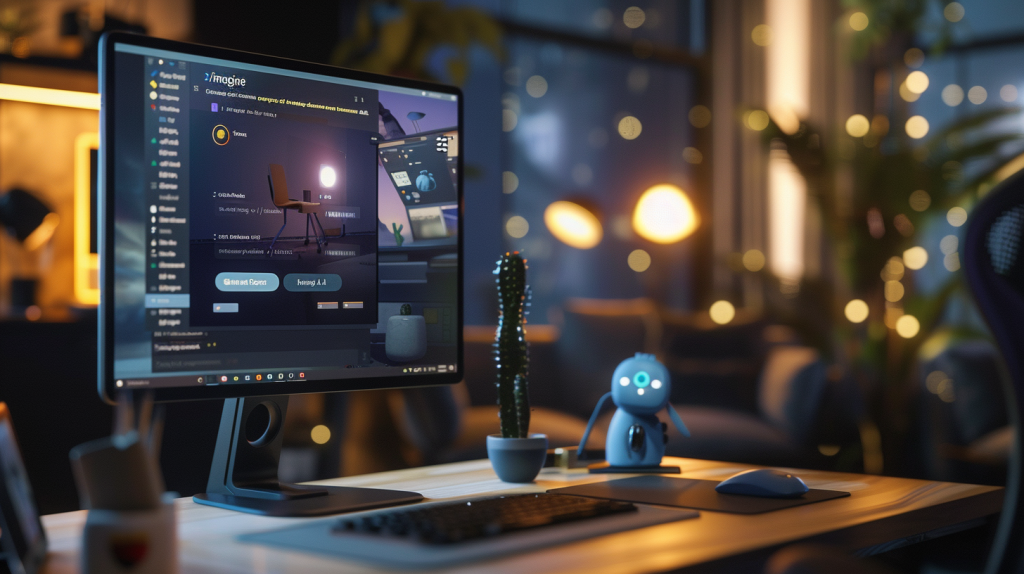 Интерфейсът на midjourney discord, показващ как се работи с midjourney ai.